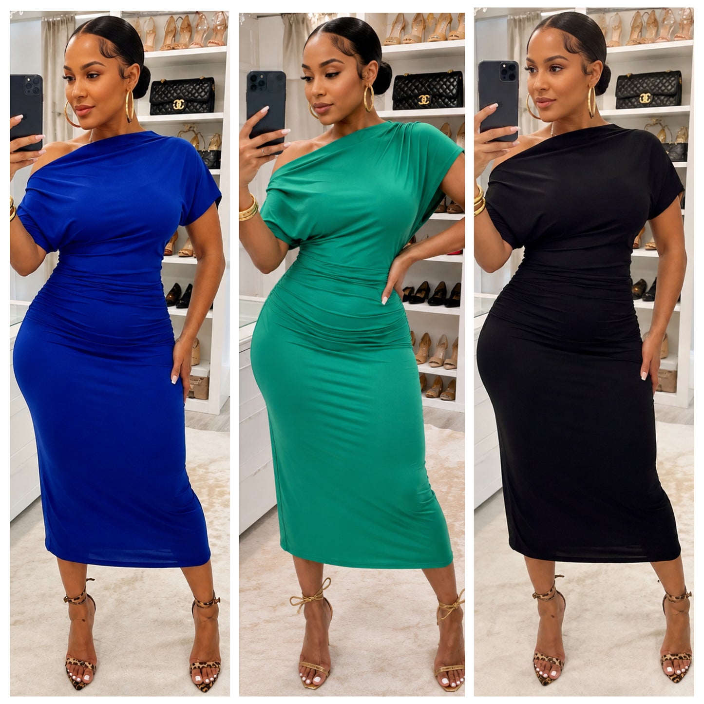 “The Executive Midi” Stretch Business Casual Midi Dress