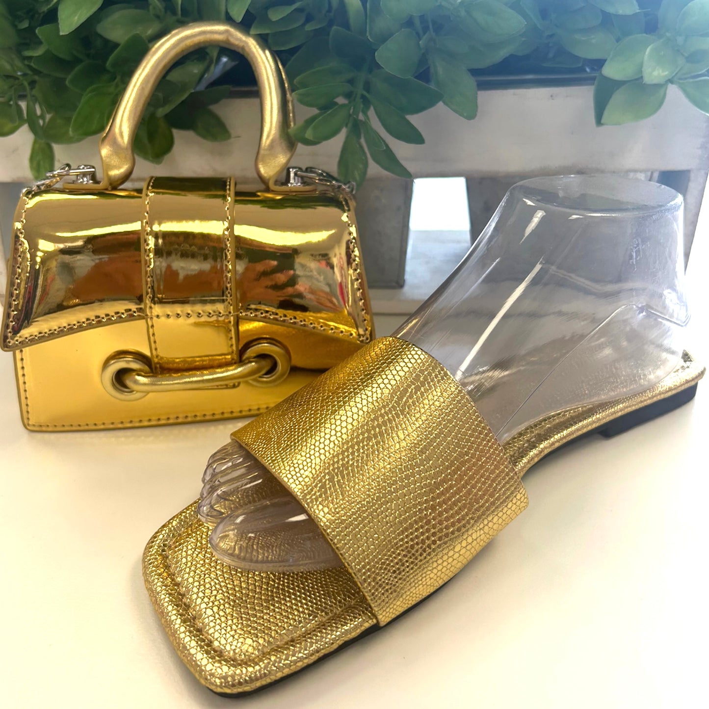 Faux Leather Slide Sandal