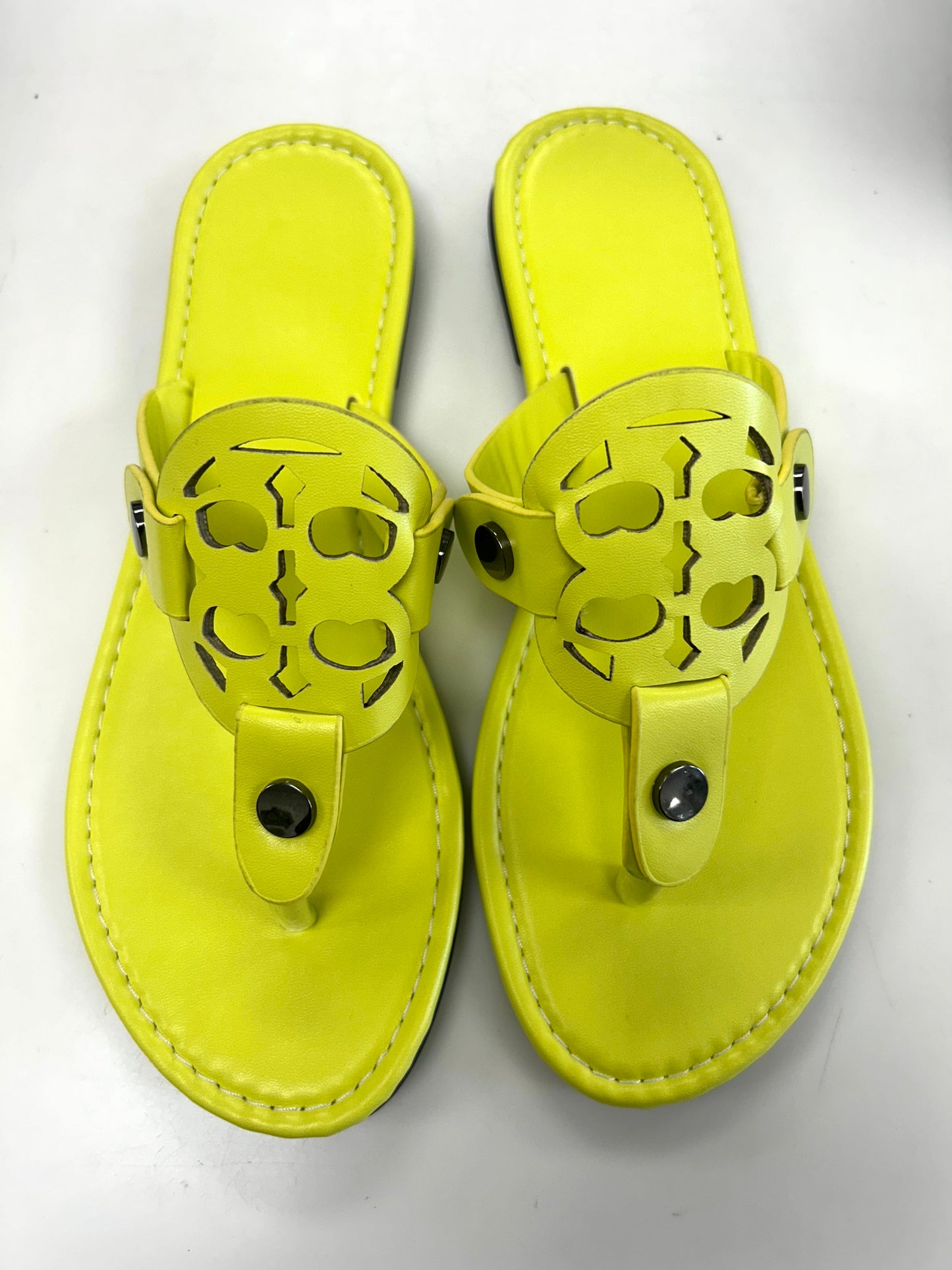 “Beam” Yellow Cutout Thong Flip Flop Sandals