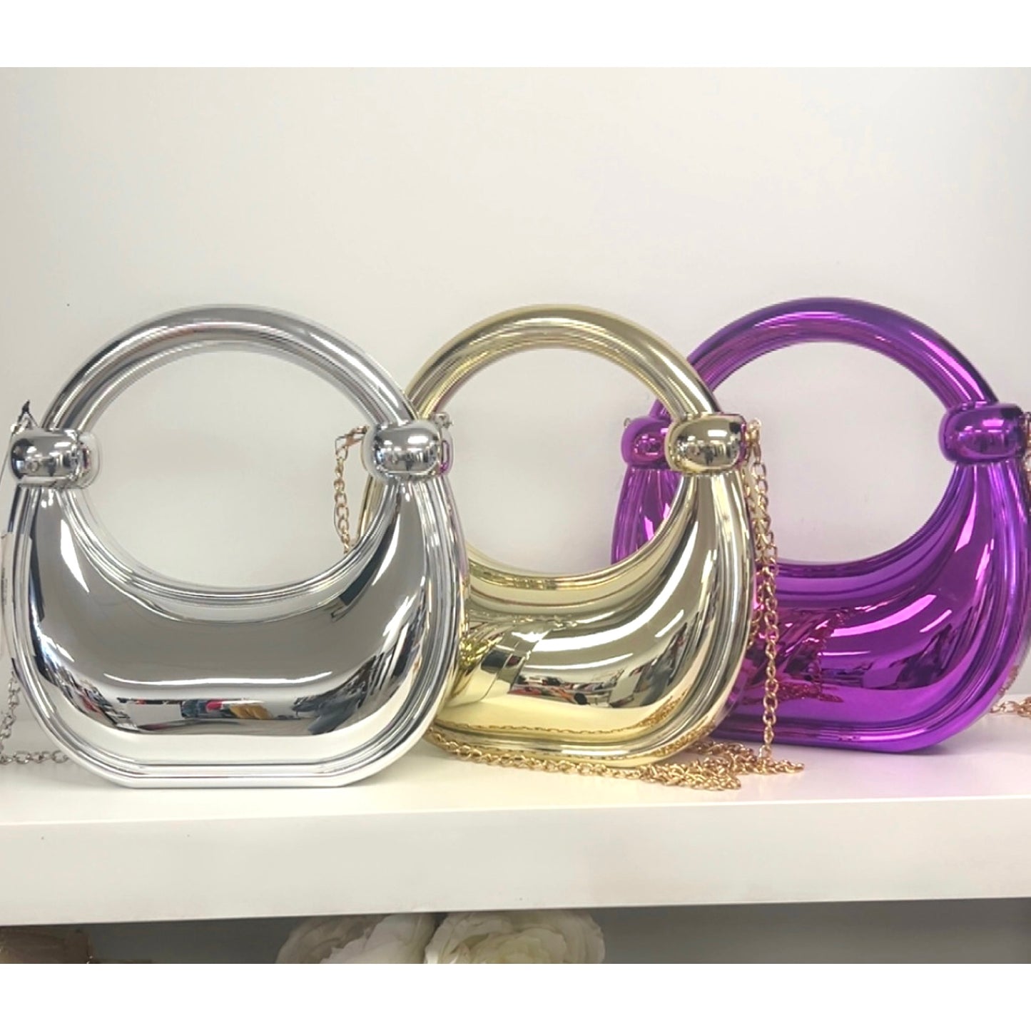 “Half Moon” Plastic Crossbody Handbag