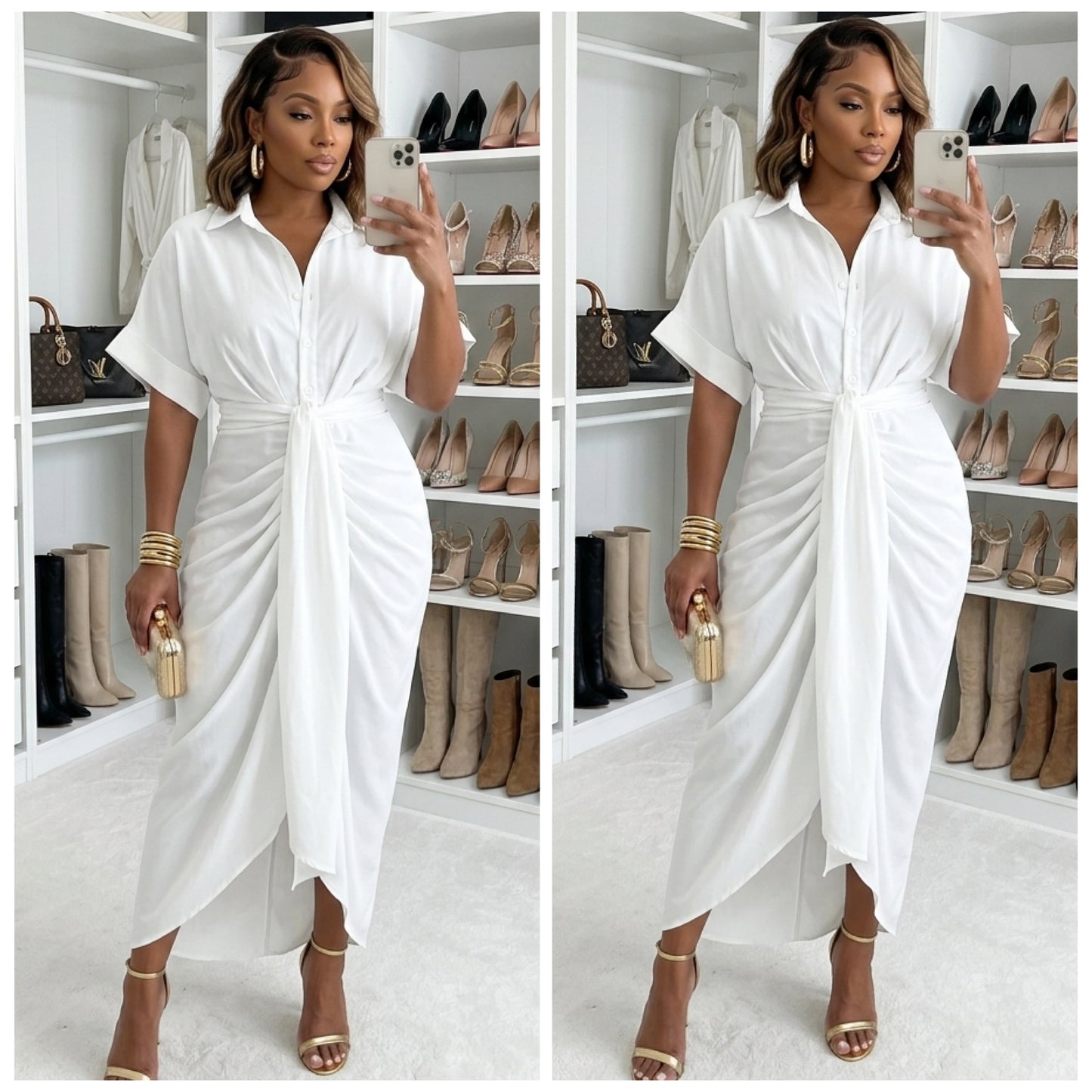 “Lovers Paradise” Button Down Short Sleeve Maxi Dress