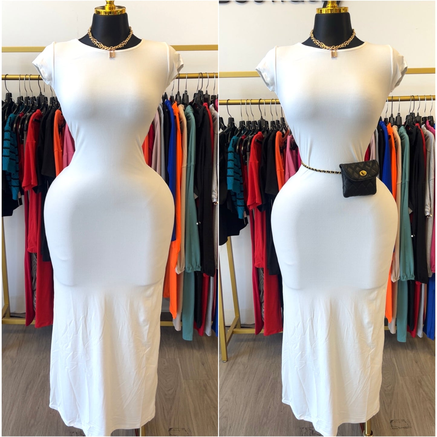 White Cap Sleeve Maxi Dress