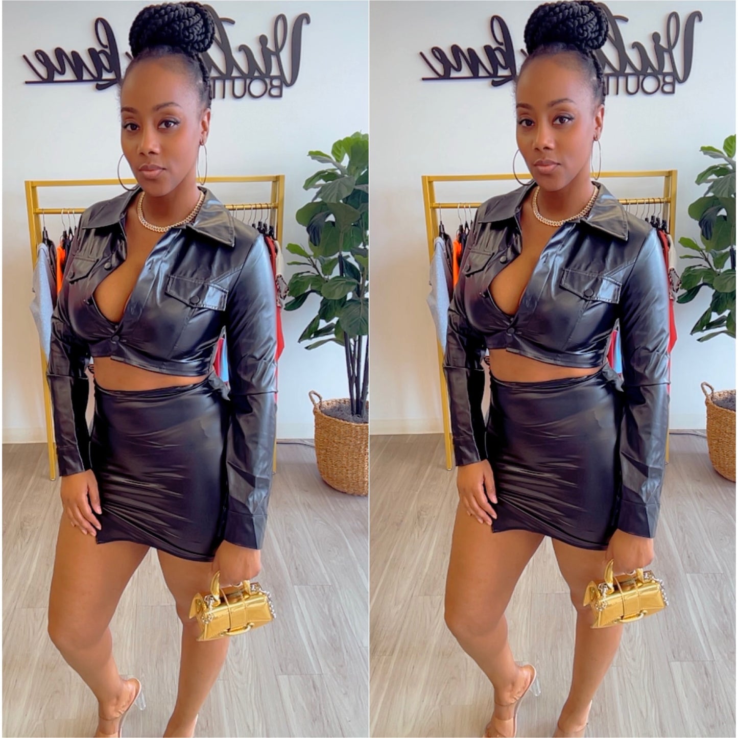 “Robin” Lightweight Crop Faux Leather Long Sleeve Jacket Top