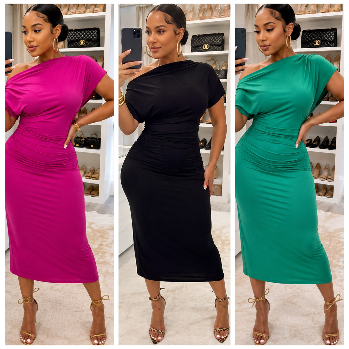 “The Executive Midi” Stretch Business Casual Midi Dress