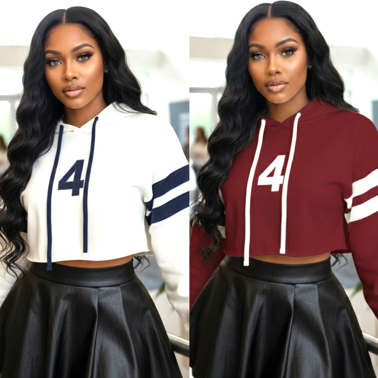 “College Prep” Long Sleeve Stripe Crop Sweatshirt