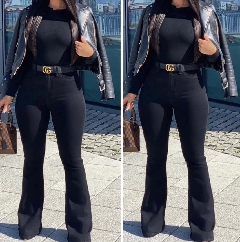 “Tasia” Bell Wide Leg High Waisted Jeans