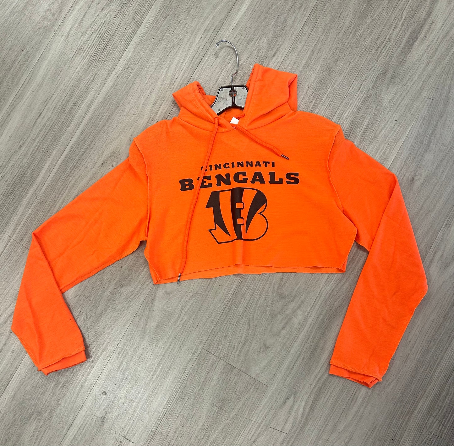 Orange Cincinnati Crop Long Sleeve Hoodie