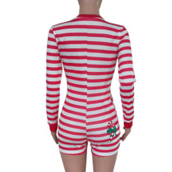 “Candy Cane” Red/White Stripe Long Sleeve Christmas Romper