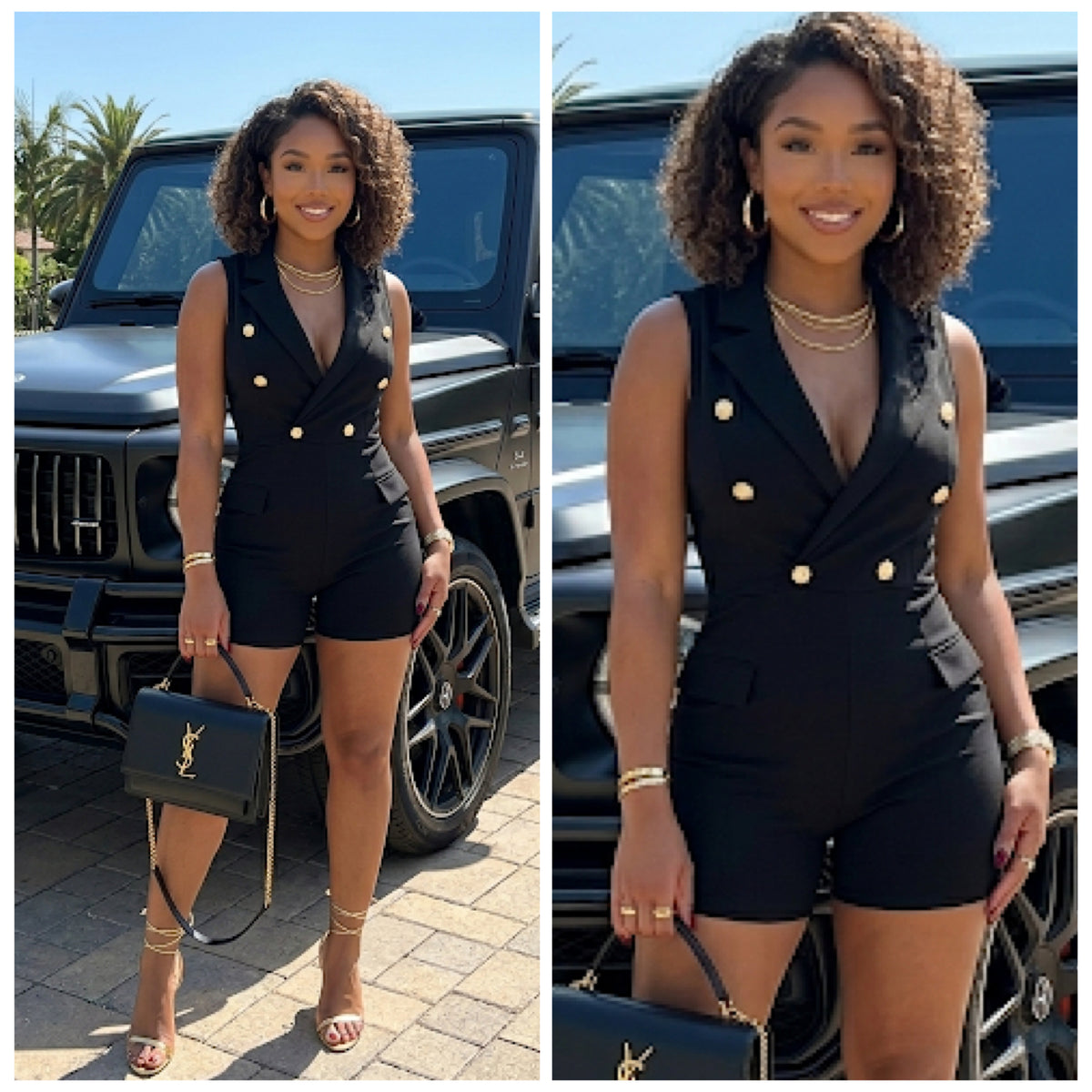 “Yoyo” Black Sleeveless Romper