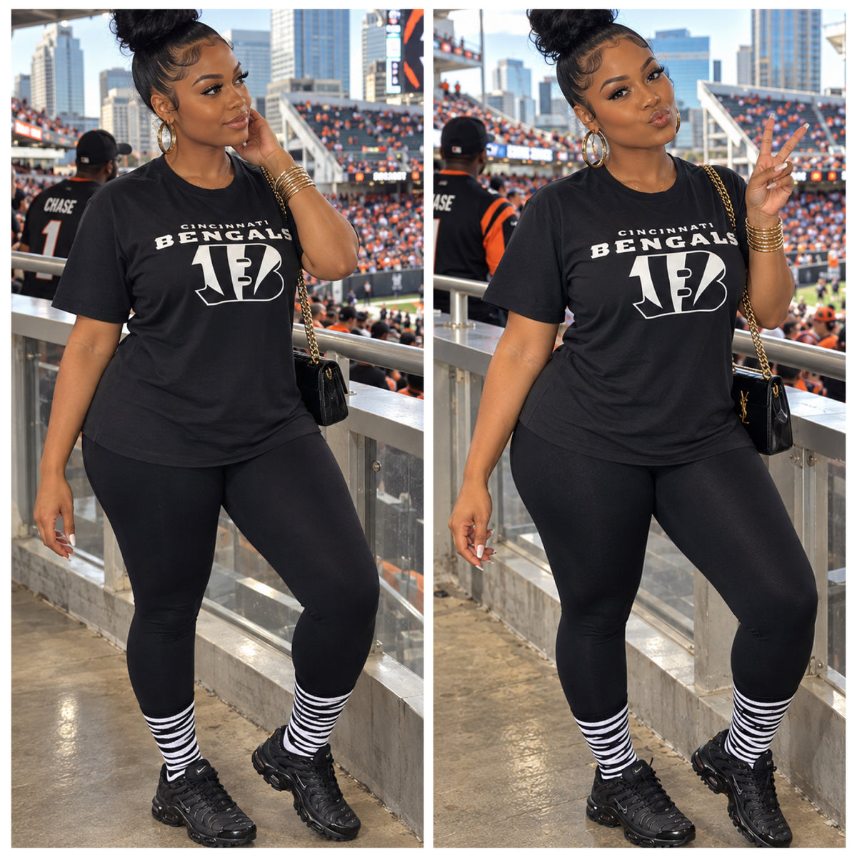 Bengals Black/White Legging Set & Sock Combo