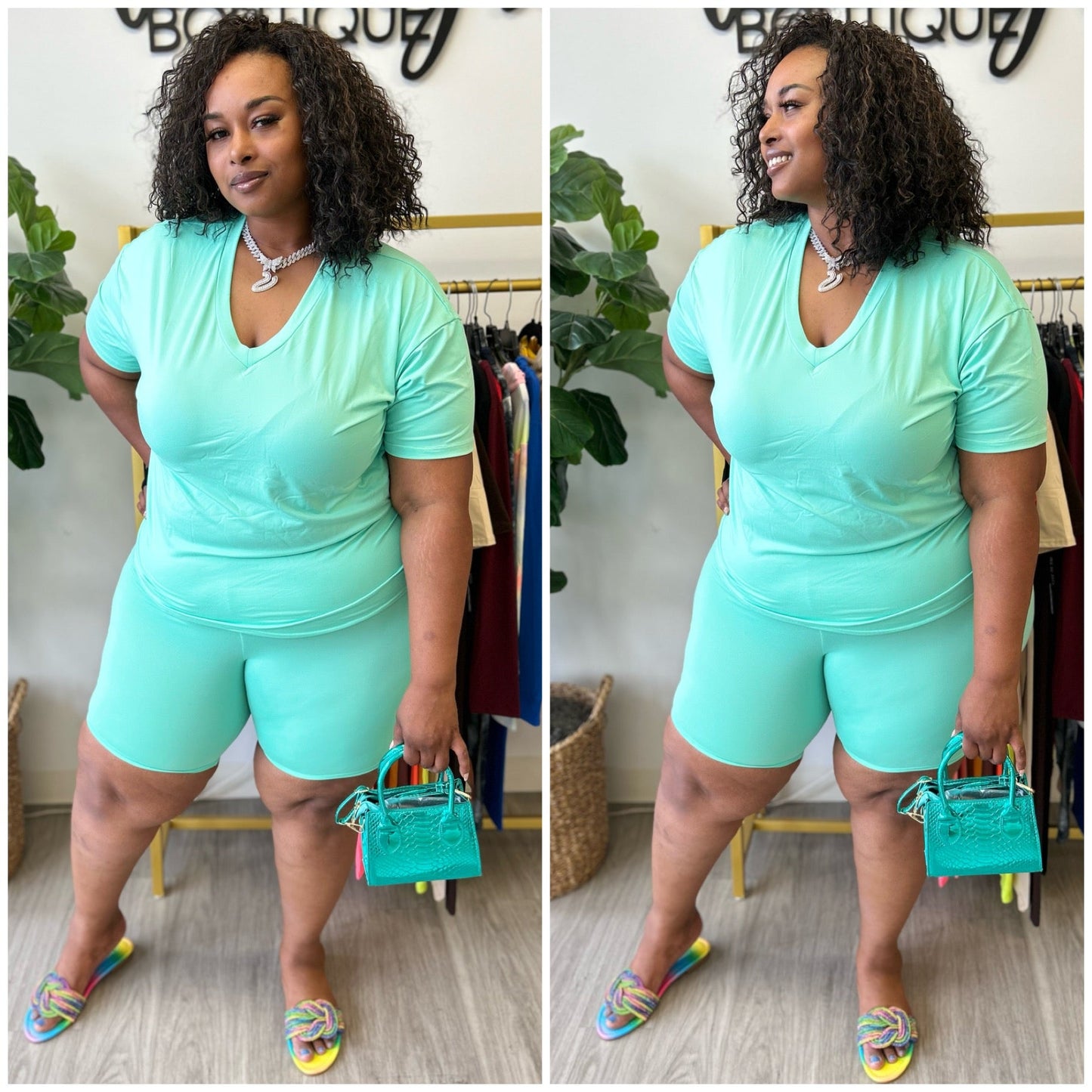 “Summer” Super Soft V neck Biker Sets