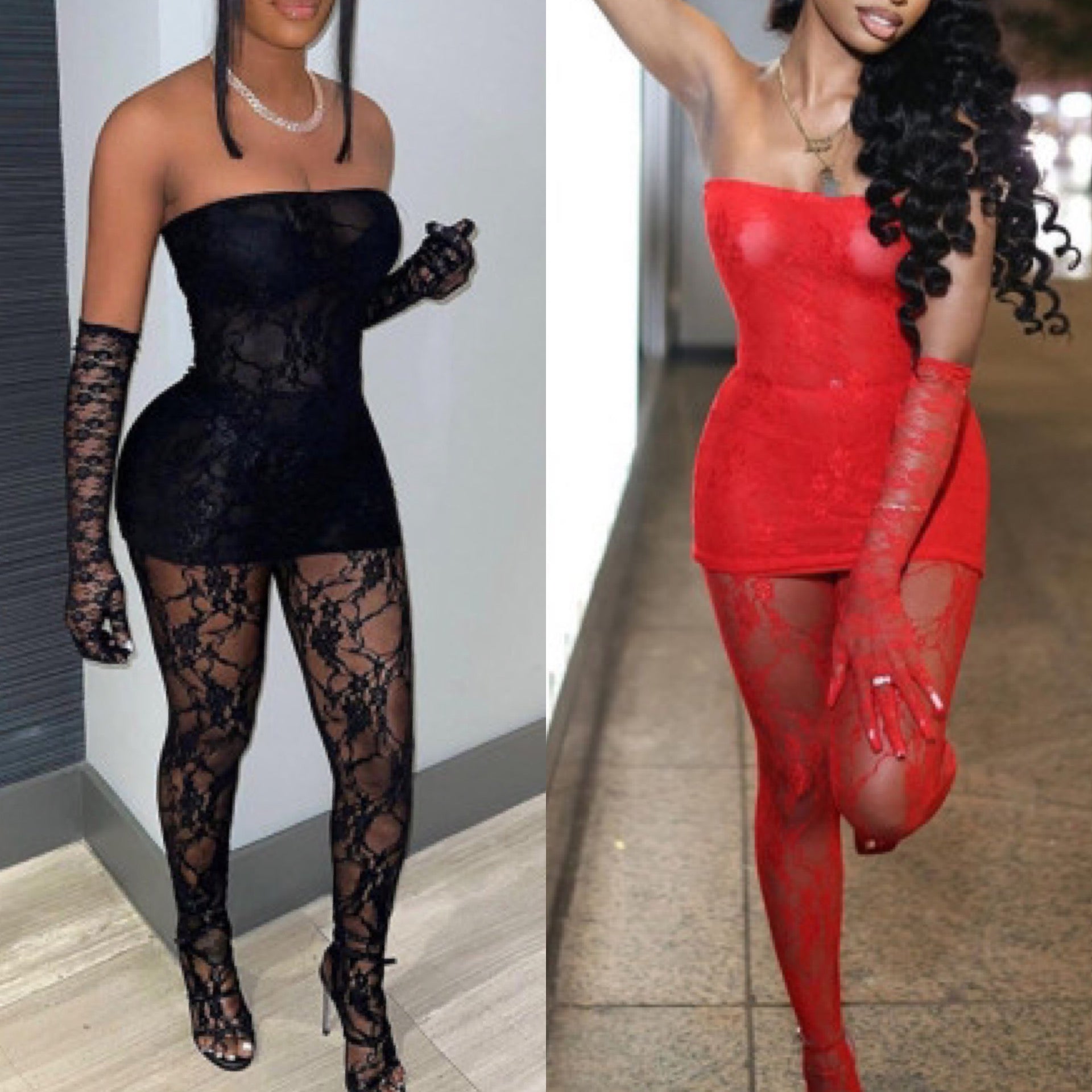 Lace Me Up Lace 2 Piece Mini Dress & Stocking Set with Gloves  Victory  Lane Boutique
