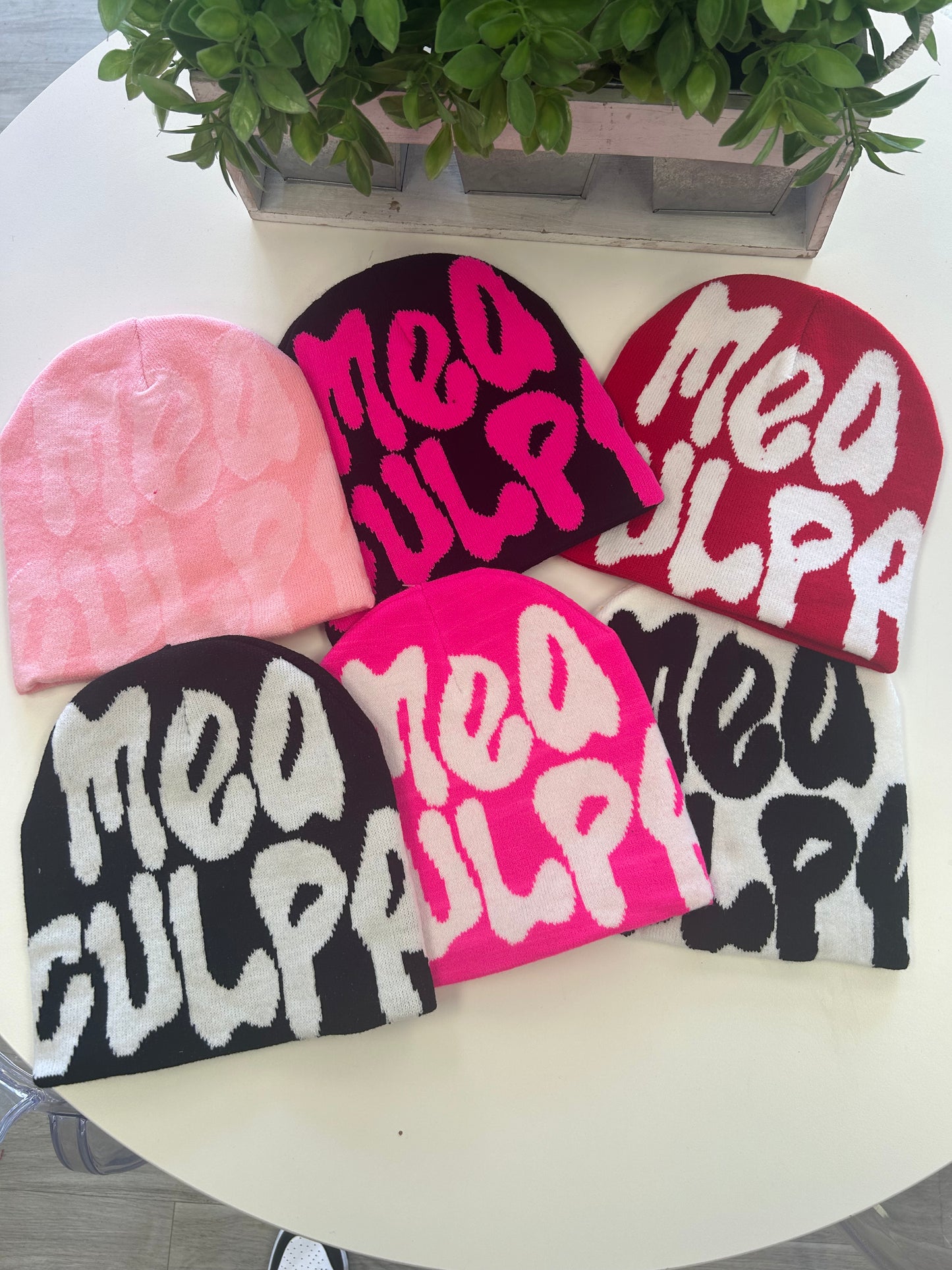 Print Knit Beanie Hat