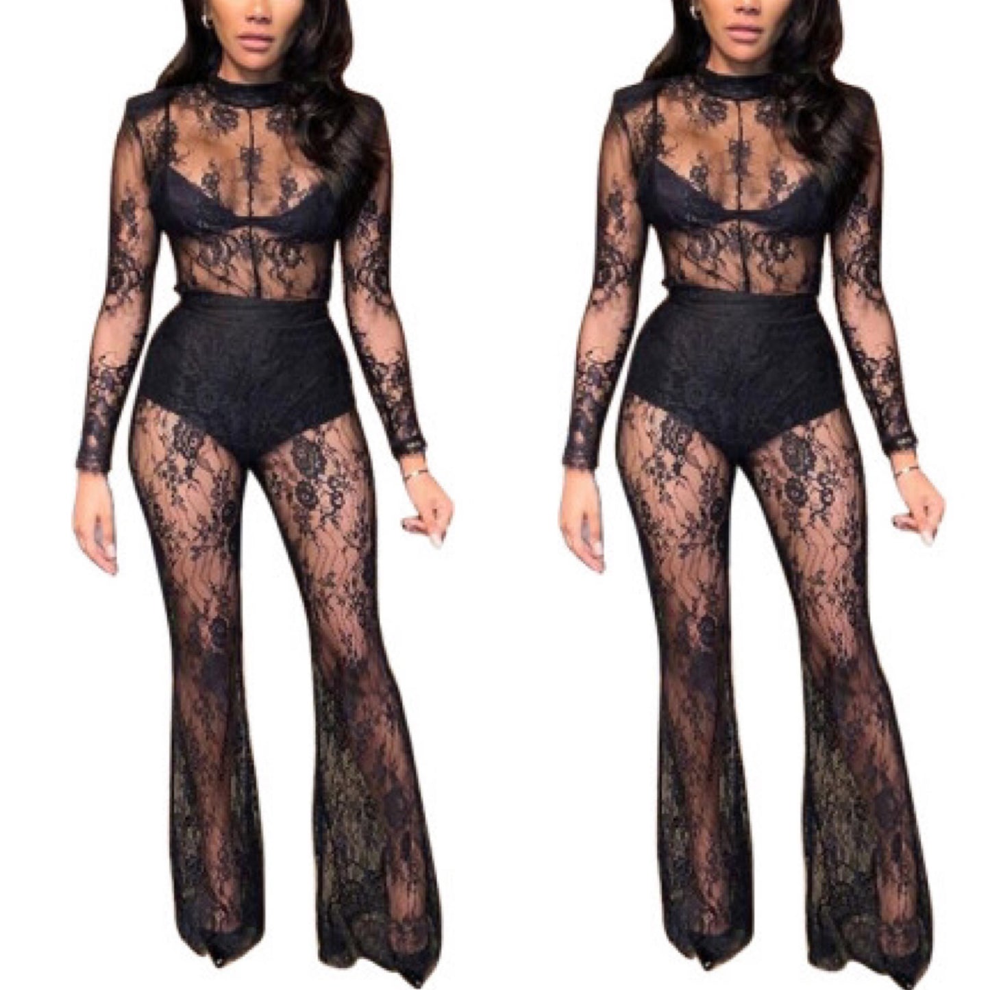 “Madonna” Black Lace Long Sleeve Jumpsuit