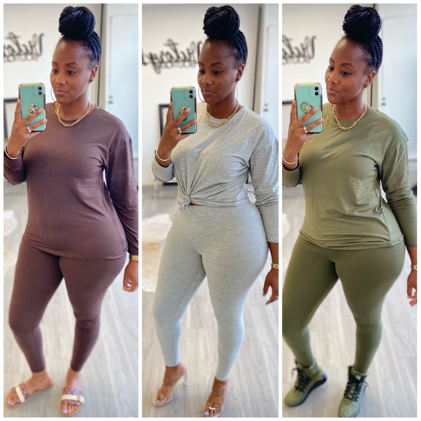 “Fall in Love” Cotton 2 Piece Long Sleeve Legging Set