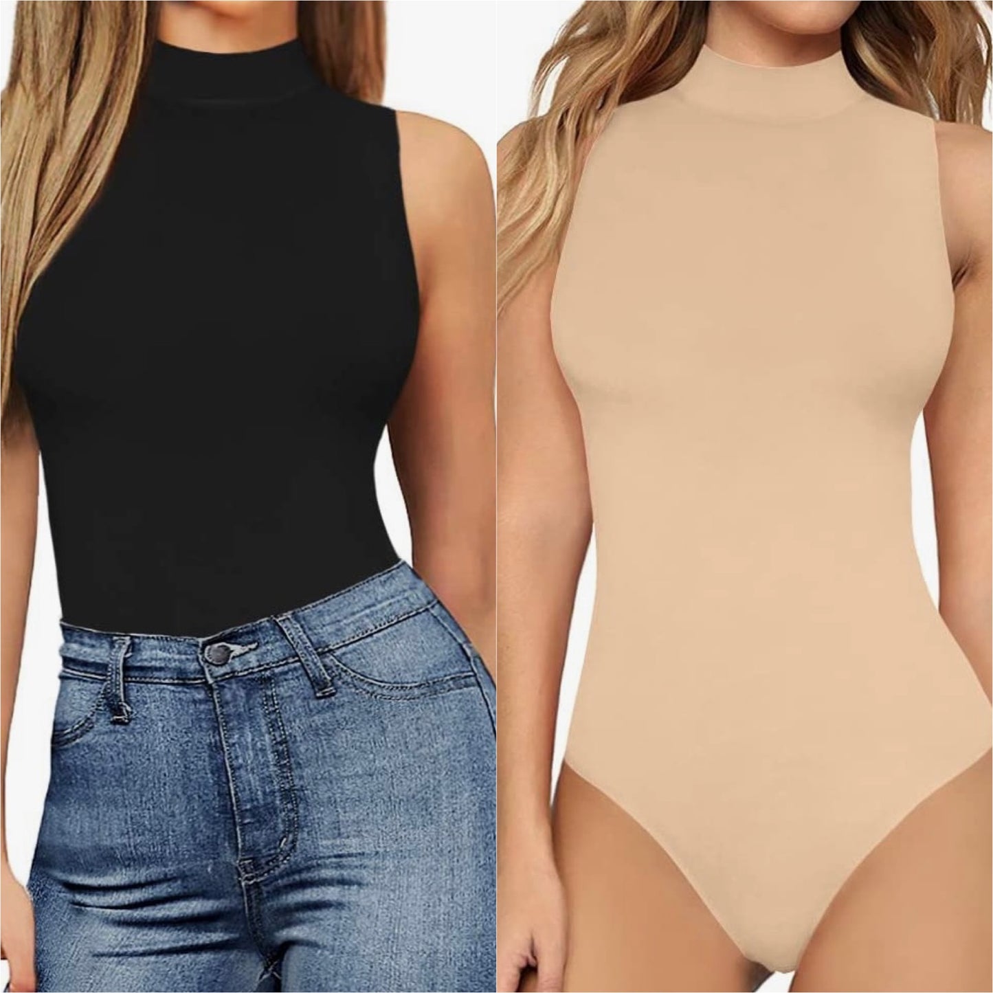 Smooth Mock Neck Sleeveless Bodysuit