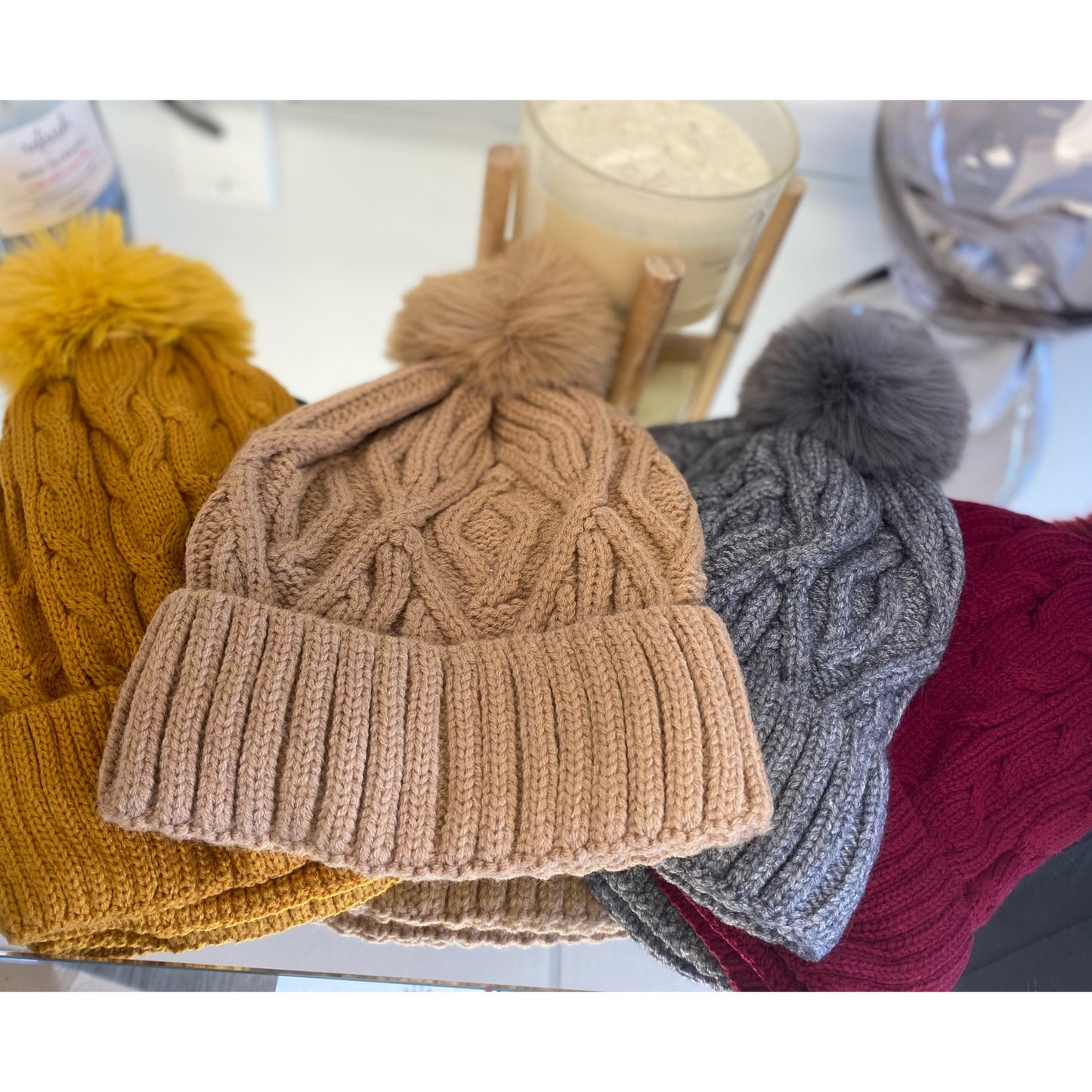 Cableknit Pom Beanie Hat