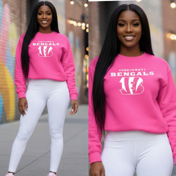 Pink Bengals Sweatshirt (1-3 business day printing turnaround)