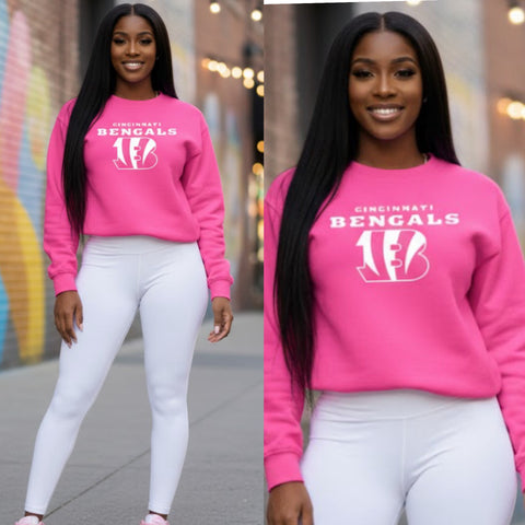 Pink Bengals Sweatshirt (1-3 business day printing turnaround)