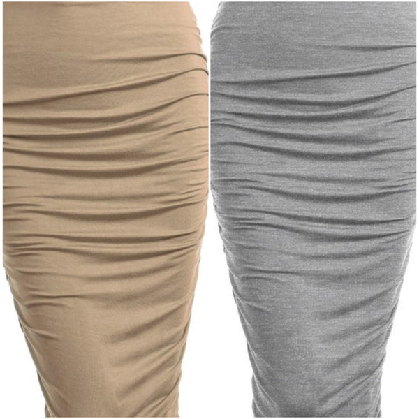 “Keena” Black Scrunched Sides Versatile Tube Dress or Skirt