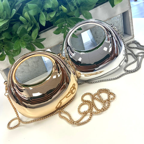 Mini Metal Crossbody Clutch Purse