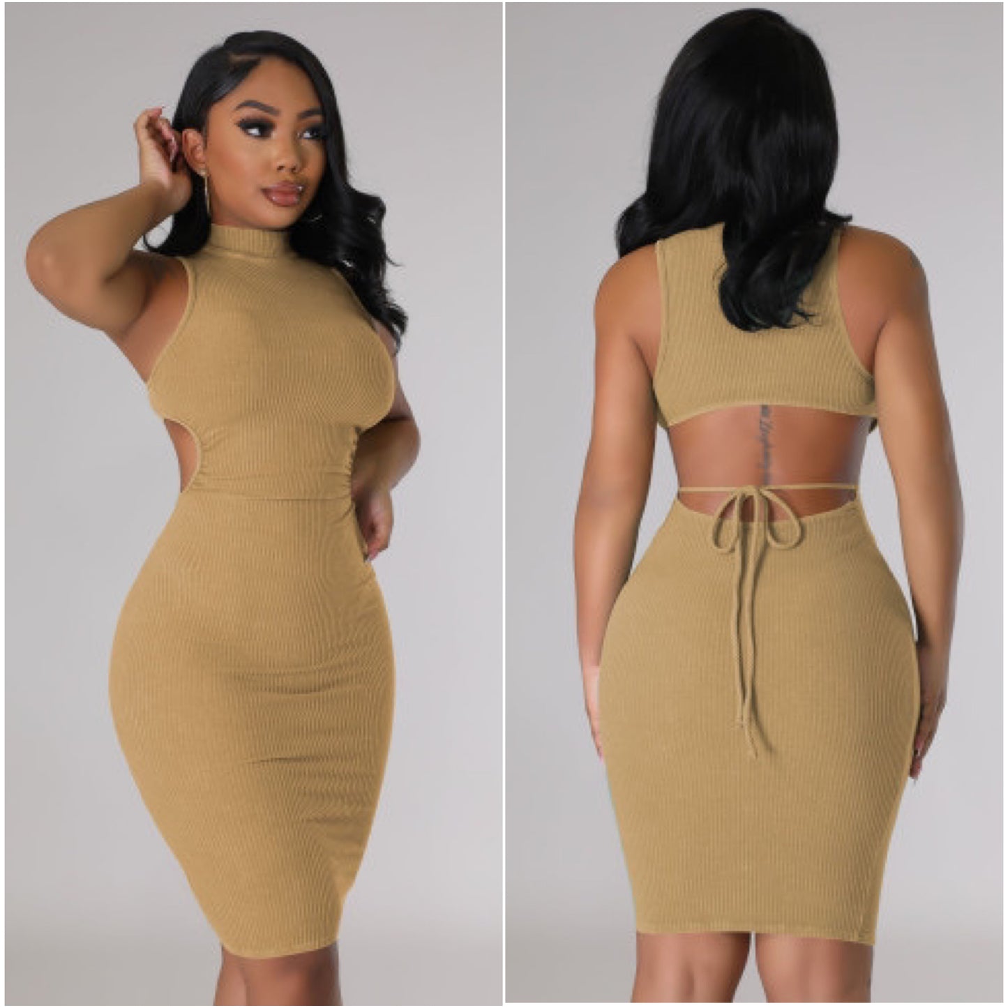 “Tamar” Ribbed Backless Sleeveless Dress