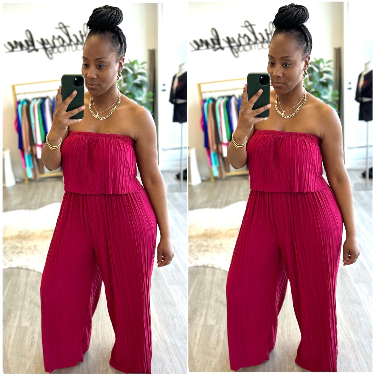 “Love Story” Pleated Halter Jumpsuit