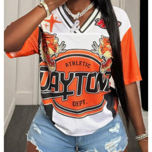 Oversized Athletic Short Sleeve Mesh Jersey Shirt Top
