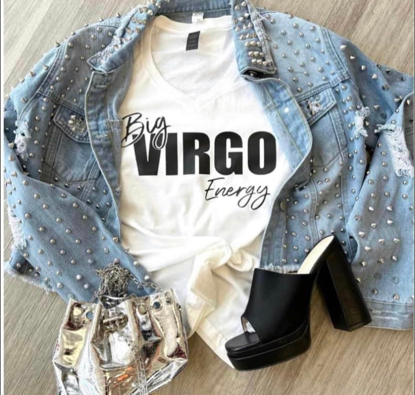 “Big Energy” Crew Neck Zodiac Birthday Graphic Tee Shirt
