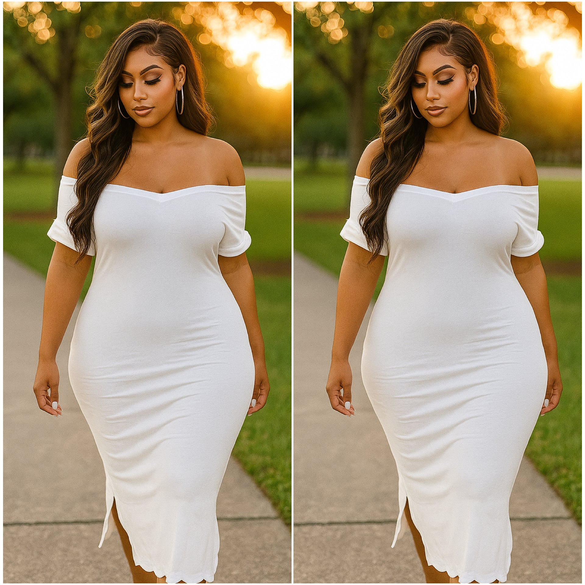 “Olivia” Relaxed Fit Split Sides Cap Sleeve Maxi Dress