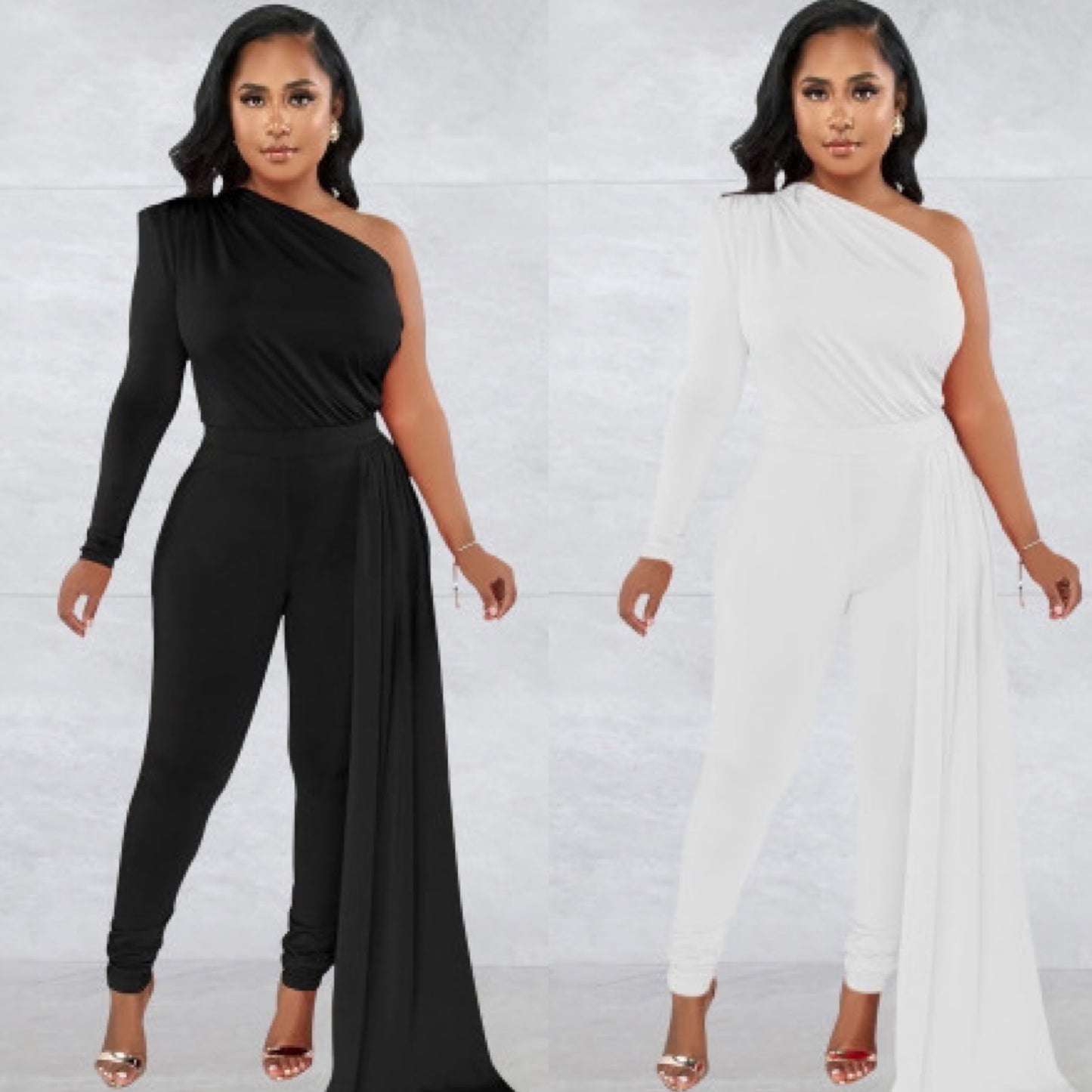 “Savannah” Asymmetrical One Sleeve Pant Jumpsuit