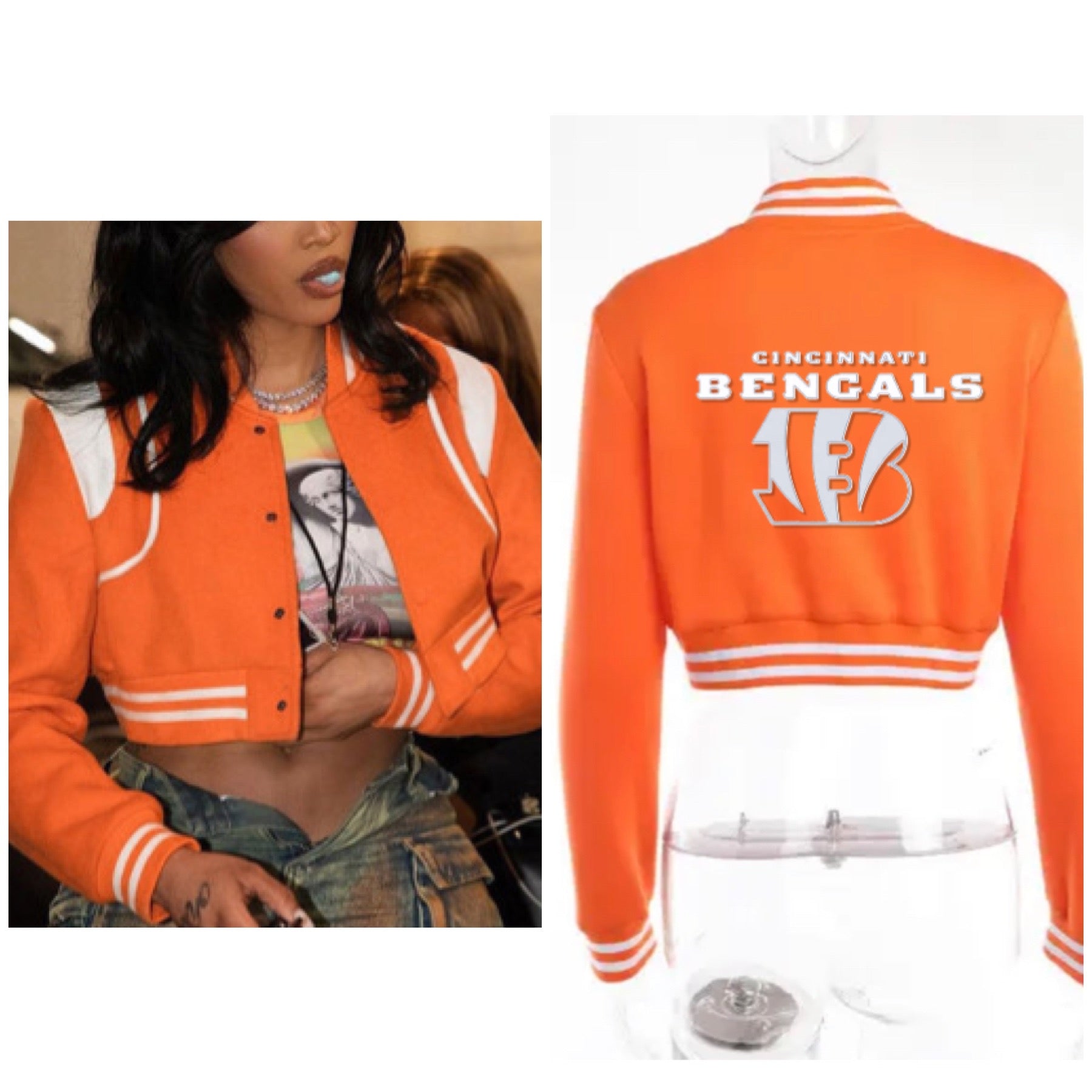 “Who Dey” Orange Cincinnati Bengals Crop Fleece Jacket