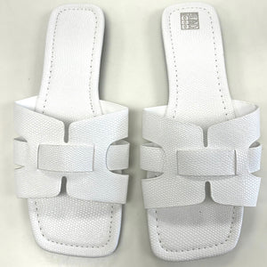 White Basketweave Slide Flip Flop Sandal