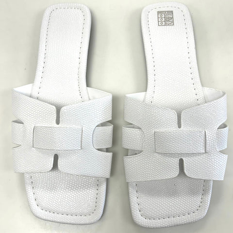 White Basketweave Slide Flip Flop Sandal