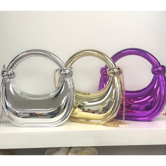 “Half Moon” Plastic Crossbody Handbag