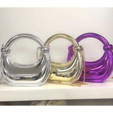 “Half Moon” Plastic Crossbody Handbag