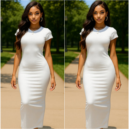White Cap Sleeve Maxi Dress