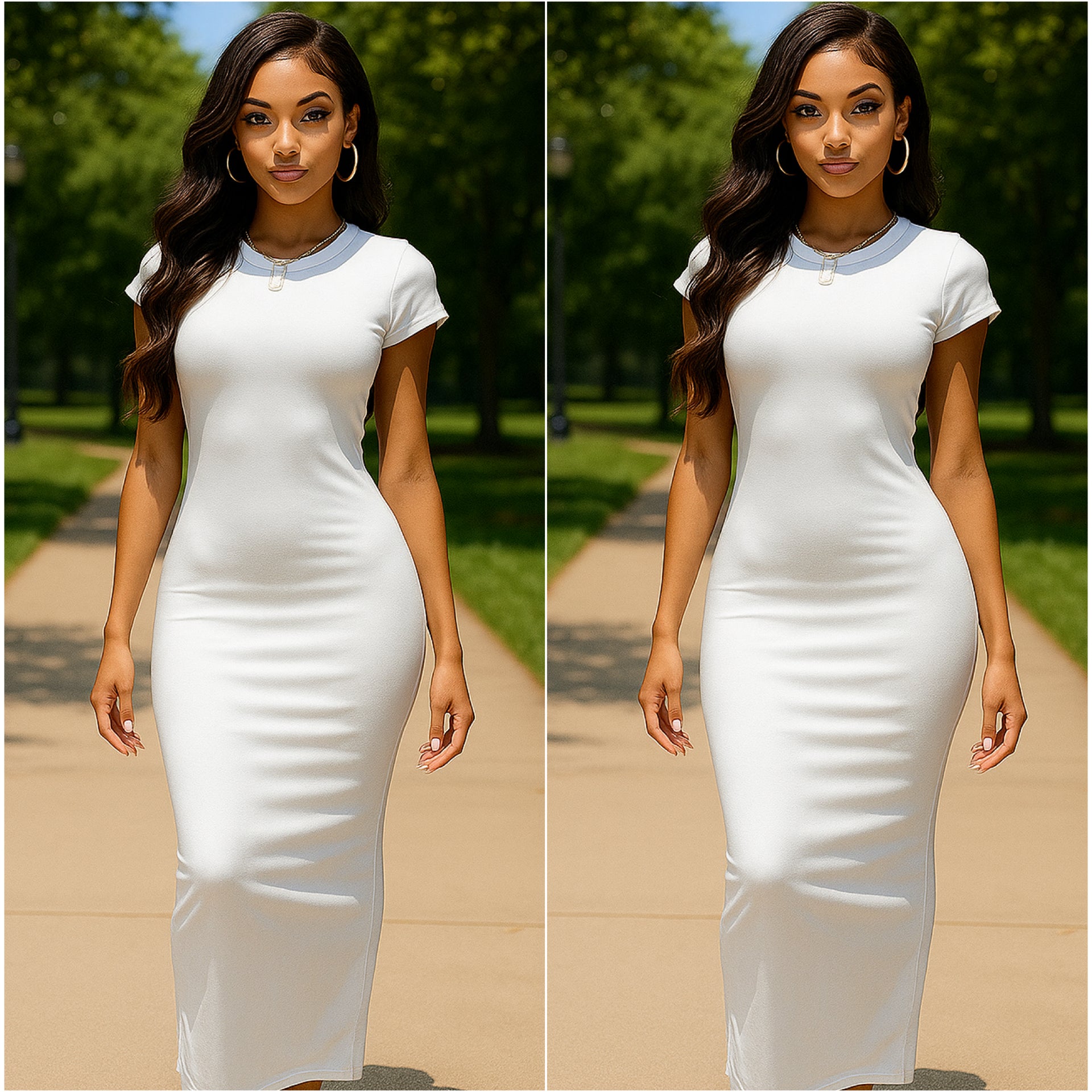 White Cap Sleeve Maxi Dress