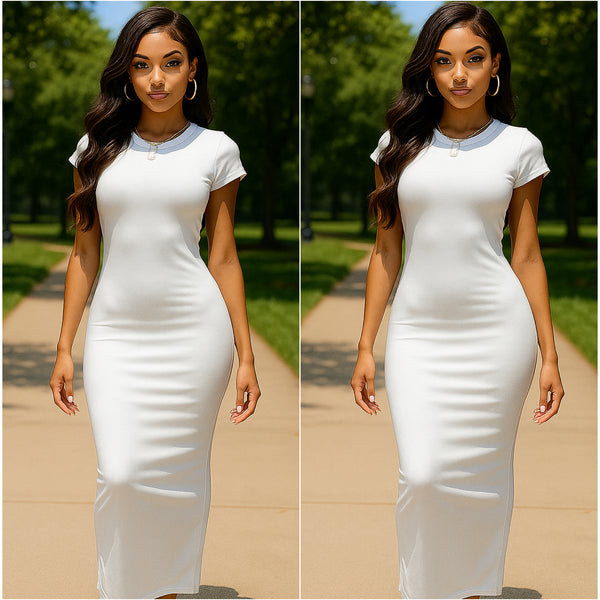 White Cap Sleeve Maxi Dress
