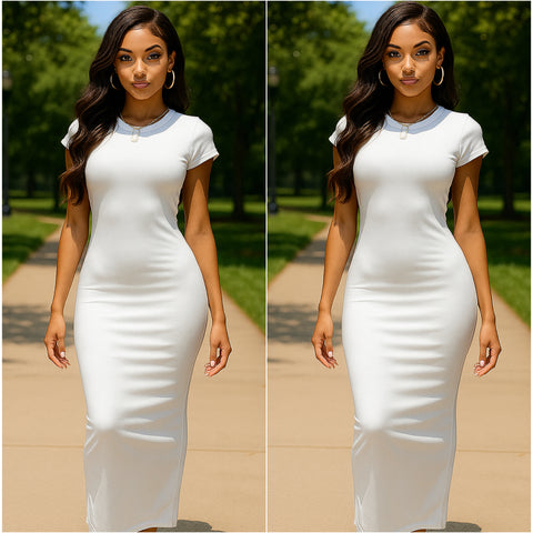 White Cap Sleeve Maxi Dress
