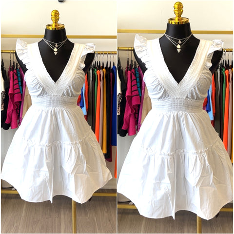 “Cloud” White Ruffle Mini Dress