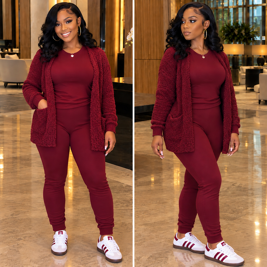 “Cozy” 3 Piece Super Soft Legging and Cardigan Set