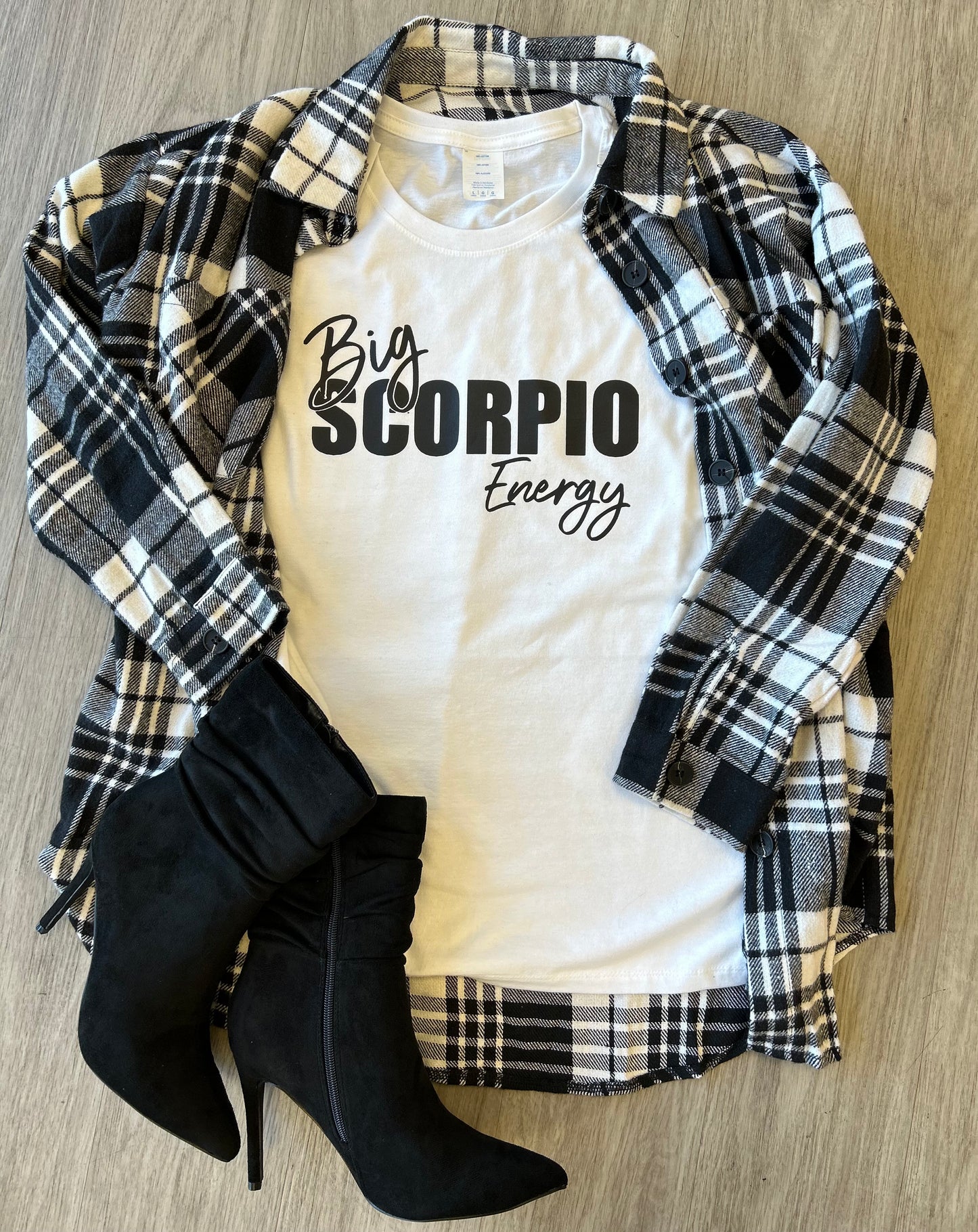 “Big Energy” Crew Neck Zodiac Birthday Graphic Tee Shirt