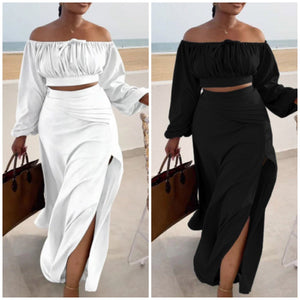 “Paradise” 2 Piece Long Sleeve Skirt Set