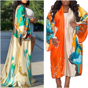 “Asia” Silky Full Length Kimono Cardigan