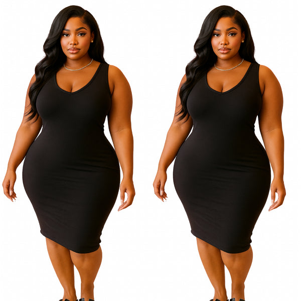 Cotton V Neck Tank Dress