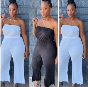 Pleated Halter Silky Jumpsuit