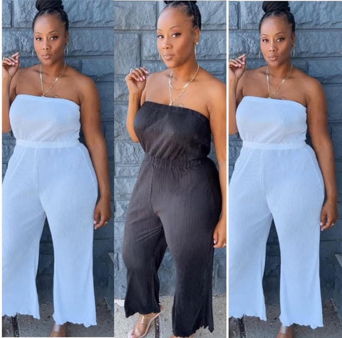 Pleated Halter Silky Jumpsuit