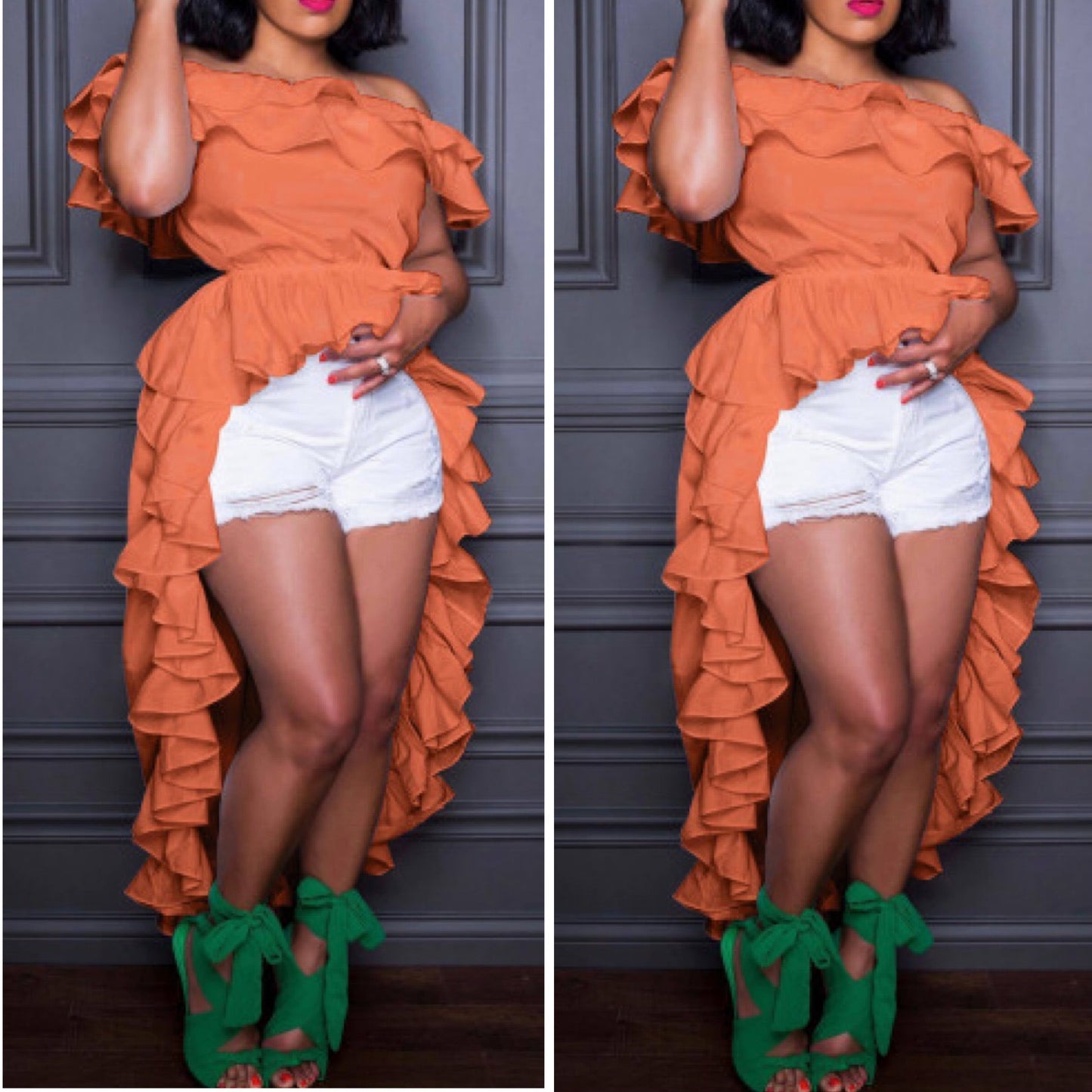 “Twirl” Ruffle High Low Top