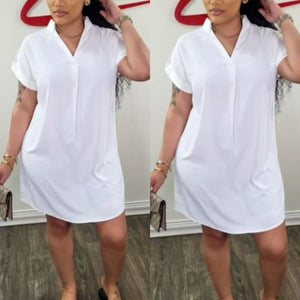 “Brandi” White Short Sleeve Tee Shirt Dress